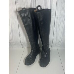 Franco Sarto Wide Calf Black Leather Tall Riding Boots Size 6.5